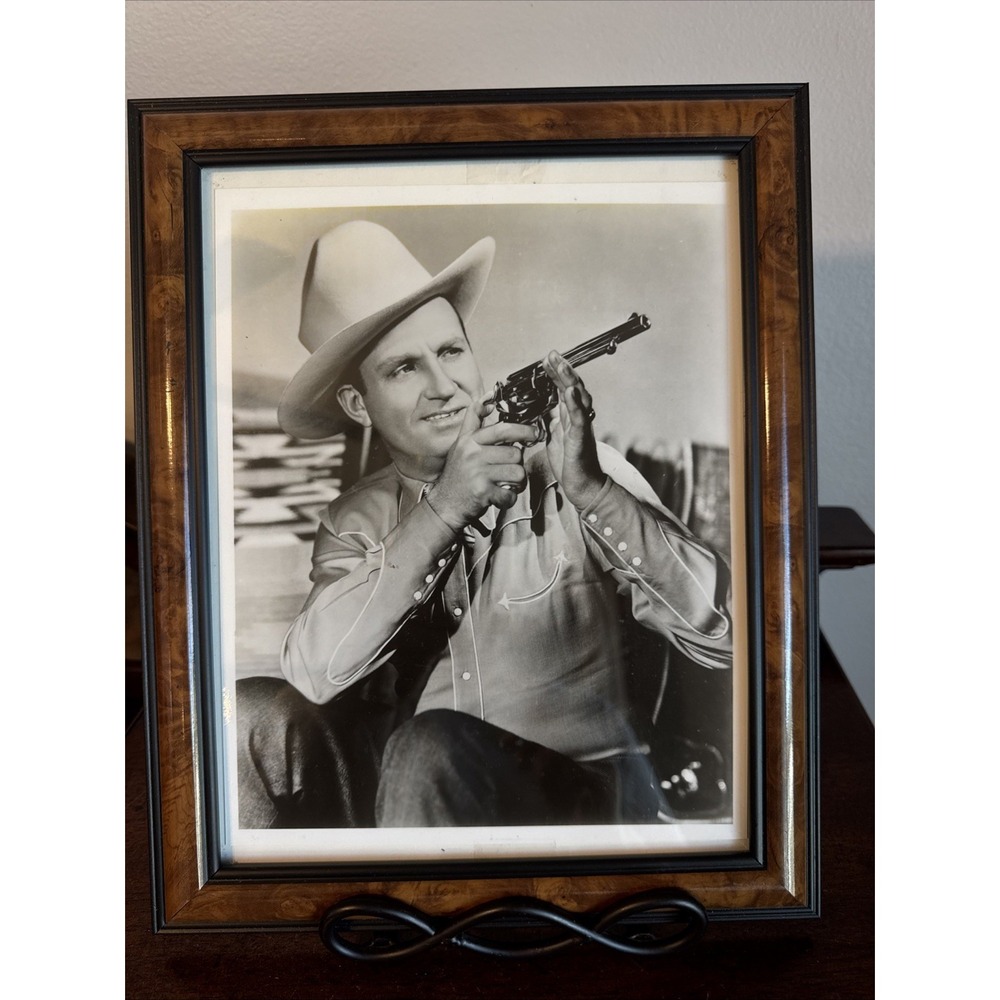 1950's Gene Autry, "The Singing Cowboy" Crystal Clear Studio Photo Framed